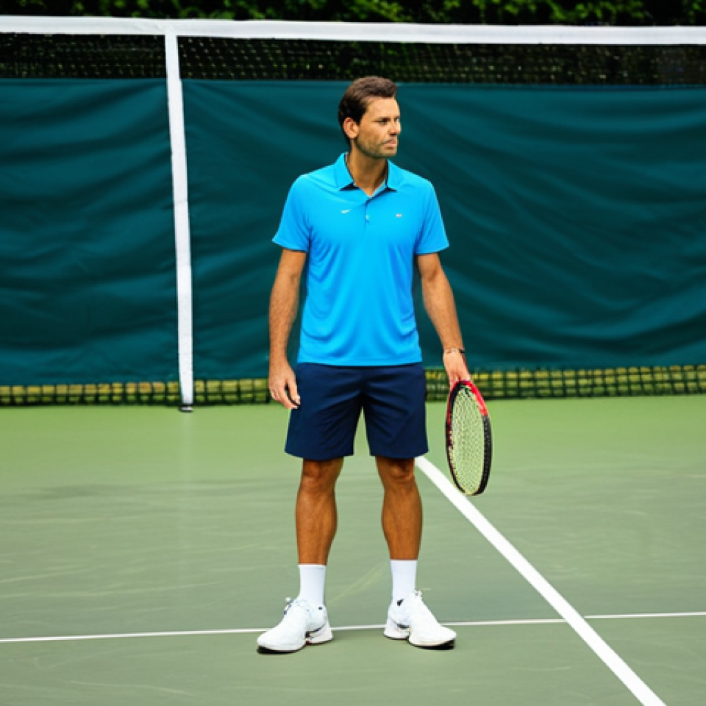 A professional male tennis player in his mid-30s, wearing modest tennis attire including a polo shirt and shorts, stands on a pristine hard court. He thoughtfully examines two distinct tennis balls held in his hands; one ball appears to have a more pronounced, fluffy felt texture, while the other looks smoother. The player's expression indicates deep consideration of his playstyle and the court surface. The tennis net is visible in the background under bright, even lighting. This is a high-quality professional photograph, safe for work, appropriate content, family-friendly, fully clothed, perfect anatomy, correct proportions, natural pose, well-formed hands, proper finger count, natural body proportions.