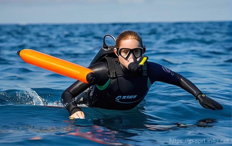 스쿠버 다이빙 플로트 선택법 - Prompt 1: High Visibility Float Deployment in Open Water**