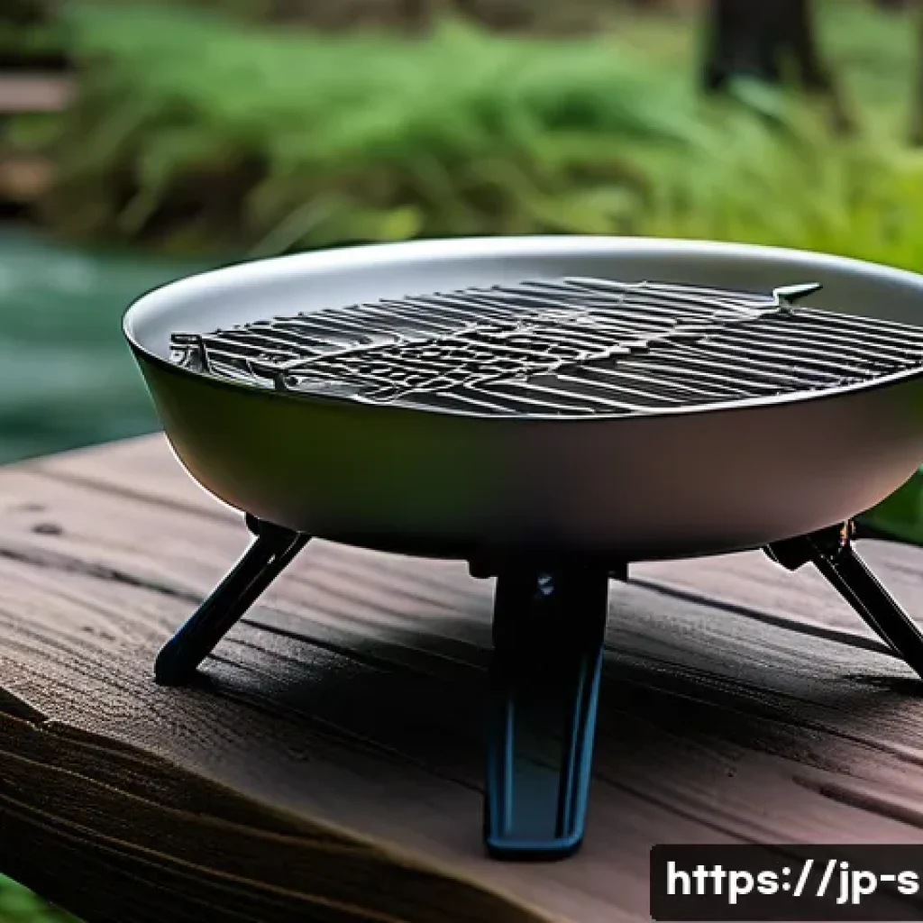 캠핑용 이동식 화로 추천 - A lightweight portable hibachi grill designed for camping, featuring a compact aluminum body with fo...
